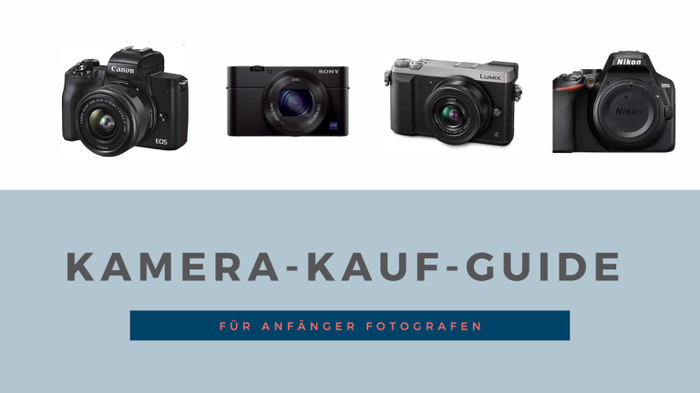 Mehrere Kameras über der Überschrift "Kamerakaufguide für Anfängerfotografen"